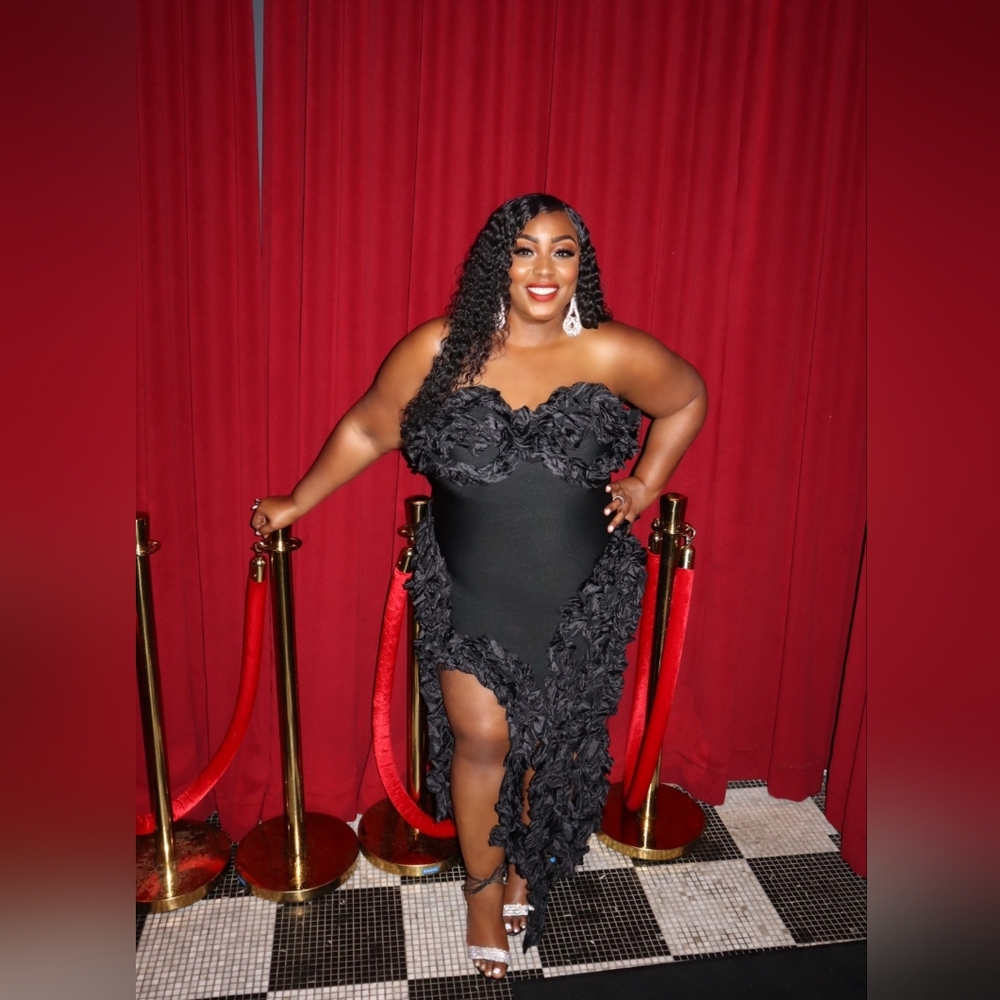 Fashion Nova Black Strapless Ruffle Dress